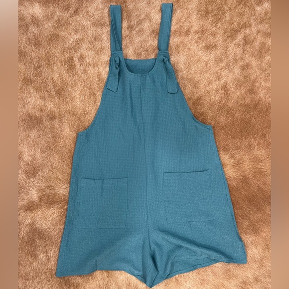 Emery Rose Pants - Teal Sleeveless Jumpsuit